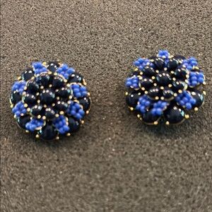 J. Crew Blue and Gold Sunburst Earrings